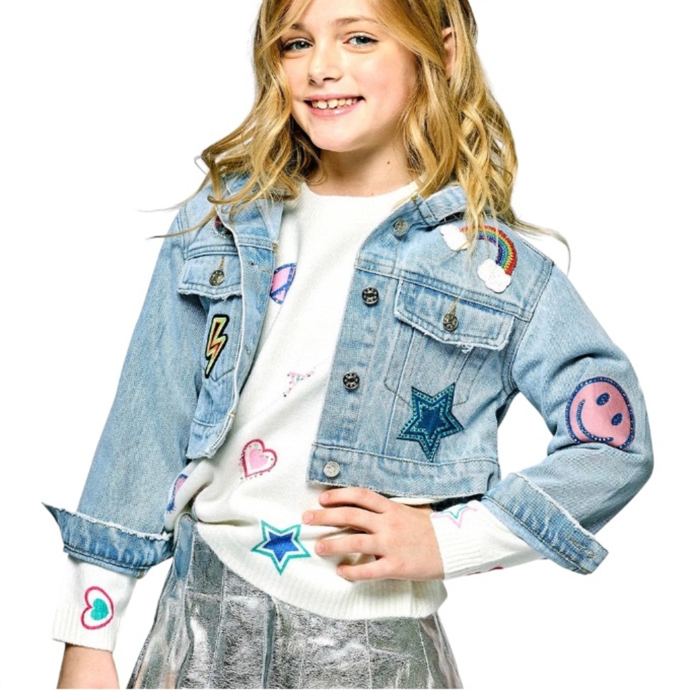 Hannah Banana Cropped Patchwork Denim Jacket
